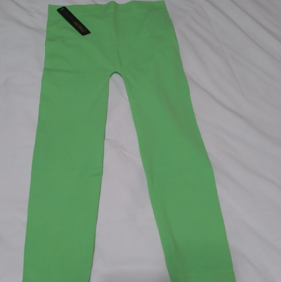 Mopas Pants - WOMEN NWT MOPAS LIME GREEN LEGGINGS